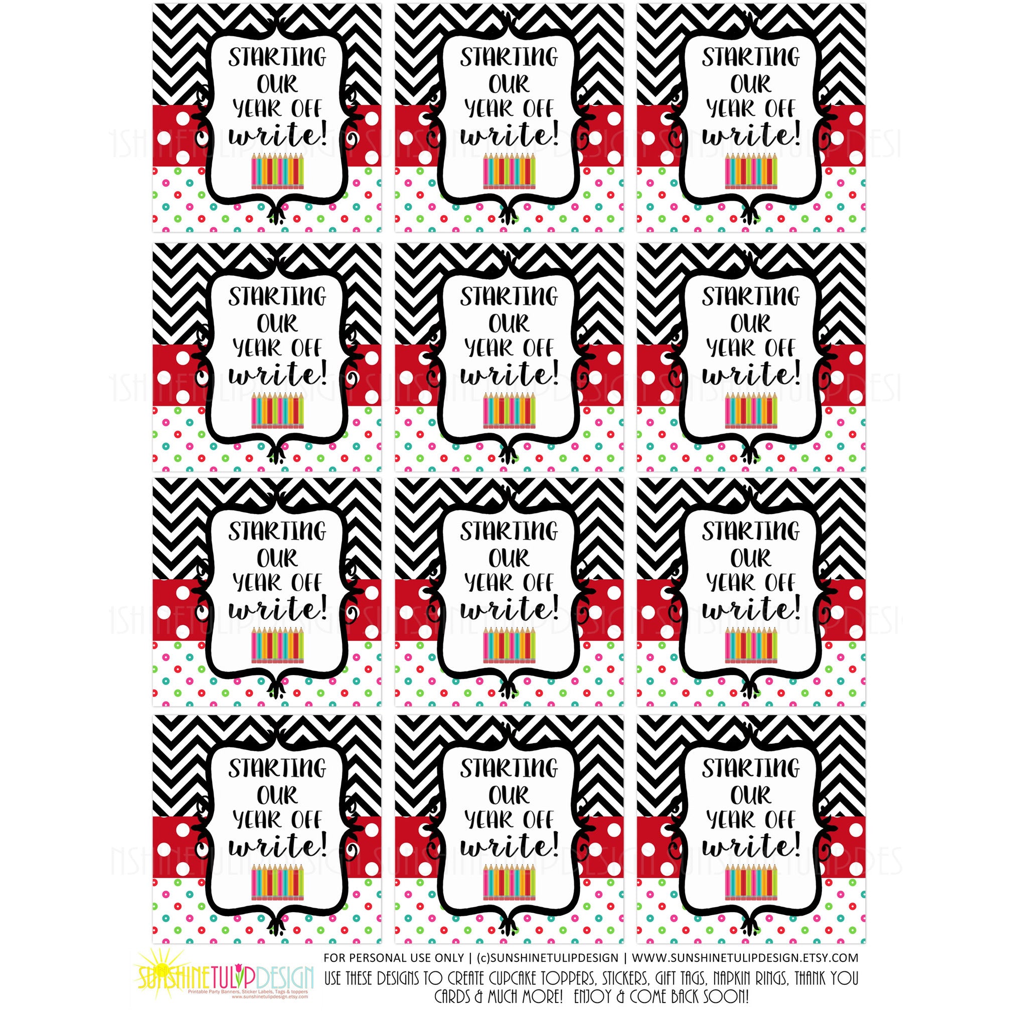 Printable Starting Our Year Off Write Gift Tags, Printable Teacher App -  Sunshinetulipdesign